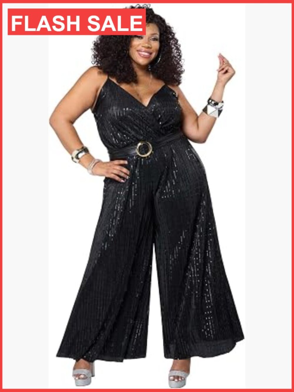 Women's Plus Size Disco Jumpsuit, Sleeveless Jumpsuit with Belt, Adult Costume